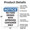 Signmission No Food Drinks With Approved Container, 12 in W x Rectangle, Aluminum OS-2PACK-NS-A-1218-V-14564 - alternate 5